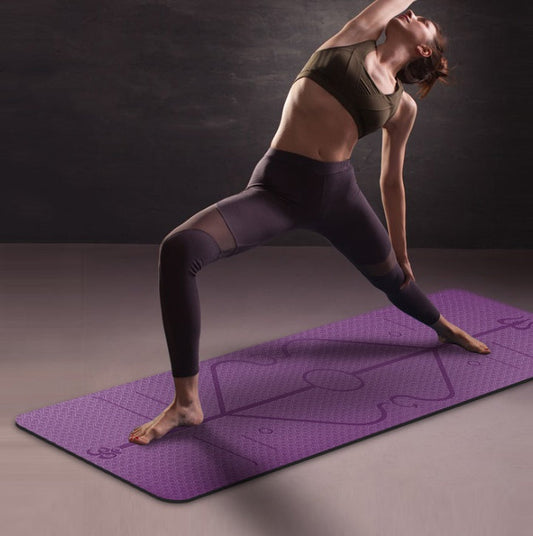 6Mm TPE Non Slip Yoga Mat Body Alignment Line Eco Friendly Fitness Mat