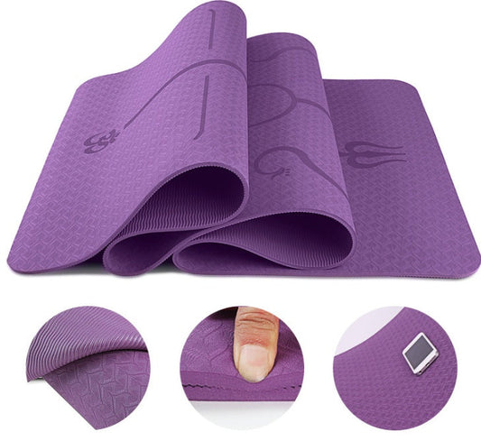6Mm TPE Non Slip Yoga Mat Body Alignment Line Eco Friendly Fitness Mat