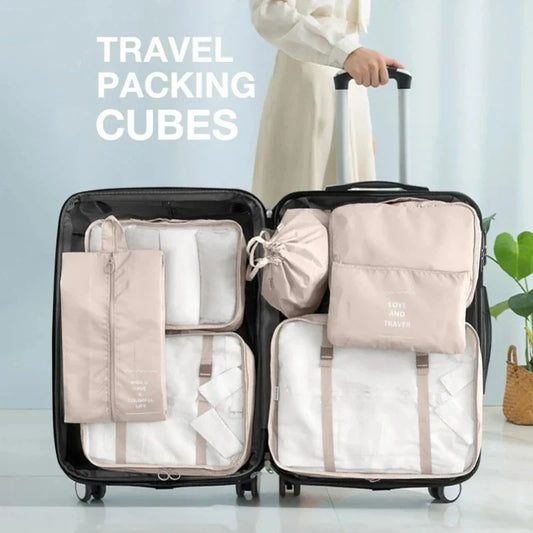 7-Piece Packing Cubes Set – Travel Luggage Organizer with Shoe & Cosmetic Bags