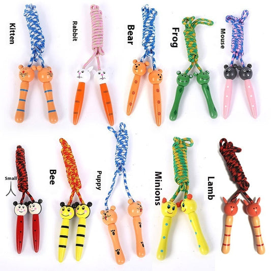 Cartoon Wooden Handle Children's Jumping Rope