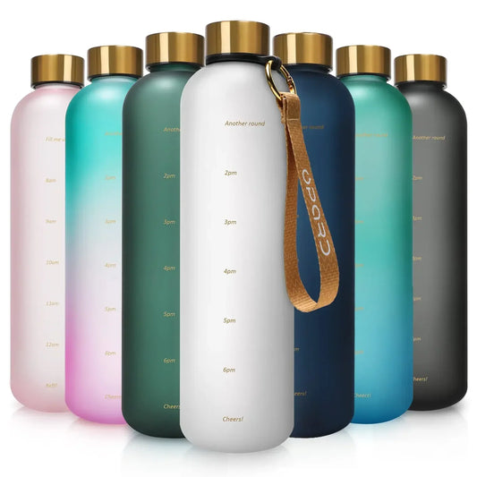 BPA Free 1L Water Bottle with Time Marker – Leakproof