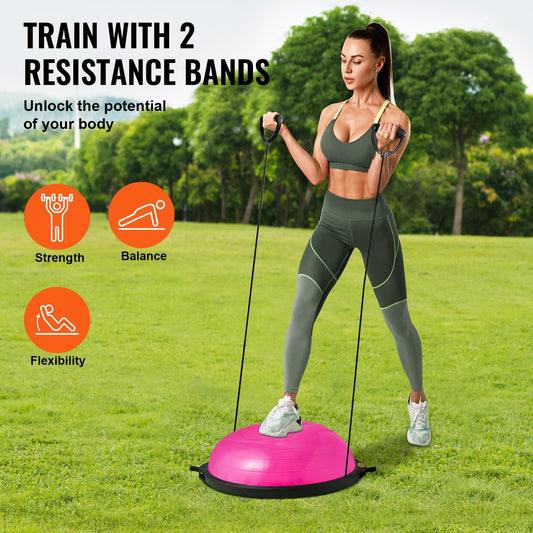 26-Inch Half Balance Ball With Resistance Bands